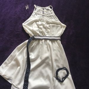 Beautiful White Summery Dress With Lattice Cut Out